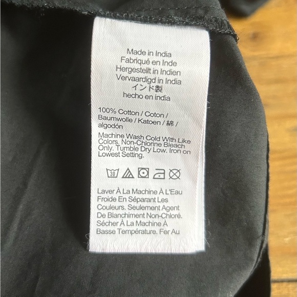 Madewell Black V-Neck Mini Dress Minimalist simple pockets Poplin cotton - Picture 9 of 12